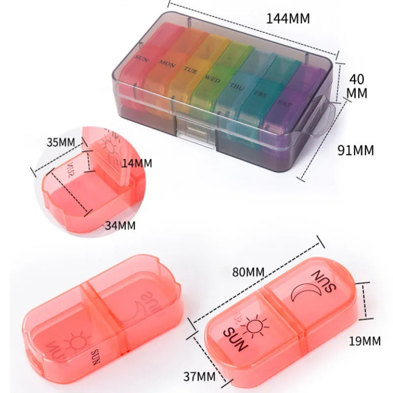 Weekly Pill Organizer 7 Day Pill Box Portable Medicine Tablet Storage Case Travel Container