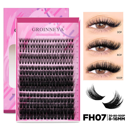 GROINNEYA DIY Lash Extension Kit – Cluster & Individual Lashes with Bond & Seal