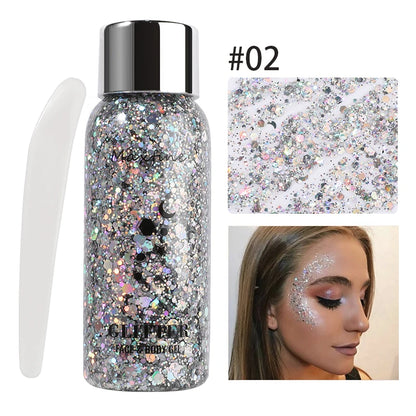 Body Glitter Gel with Sequins – Long-Lasting Face, Eyes & Hair Makeup for Festivals, Parties & Mermaid Looks