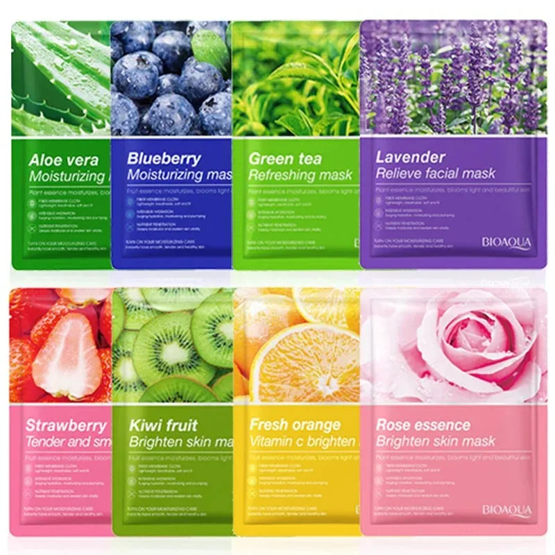 8-Pack Natural Plant Facial Masks – Korean Skincare Sheet Masks for Deep Moisturizing, Hydrating, and Firming Face Care