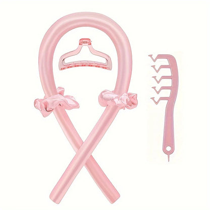 5PCS Heatless Hair Styling Set – 4-in-1 Curling Kit with Hair Stick, Headbands, Clips & Wide-Tooth Comb for DIY Styling