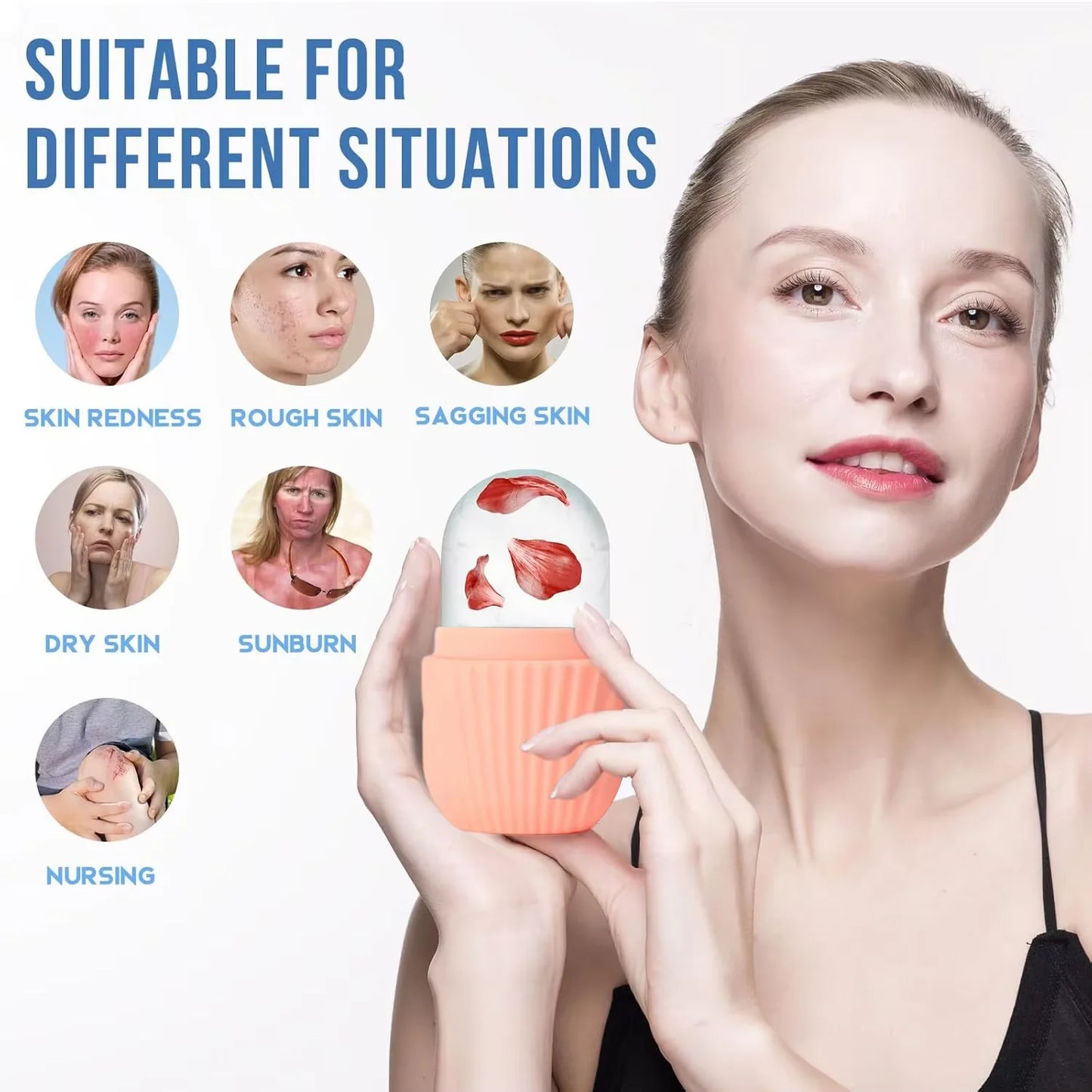 3-Piece Stainless Steel Facial Massage Tool Set – Ice Face Roller, Heart Gua Sha & Facial Roller