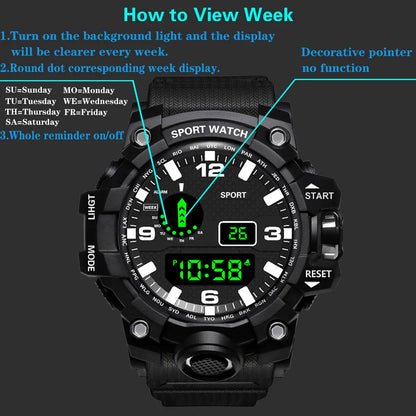 MAYZHISU Men’s Digital Sports Watch | Large Dial | Alarm, Stopwatch & Backlight | 3ATM Water Resistant | Military Style Wristwatch