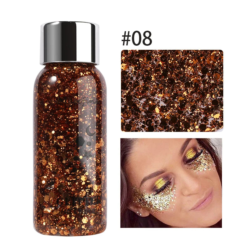 Body Glitter Gel with Sequins – Long-Lasting Face, Eyes & Hair Makeup for Festivals, Parties & Mermaid Looks