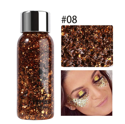 Body Glitter Gel with Sequins – Long-Lasting Face, Eyes & Hair Makeup for Festivals, Parties & Mermaid Looks