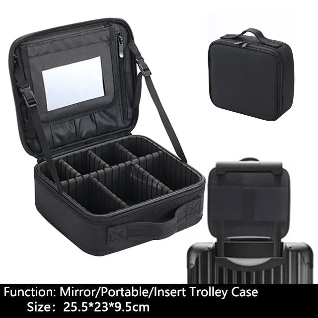 Professional Makeup Case – Women’s Cosmetic Organizer, Brush & Nail Tool Storage Box, Beauty Travel Suitcase