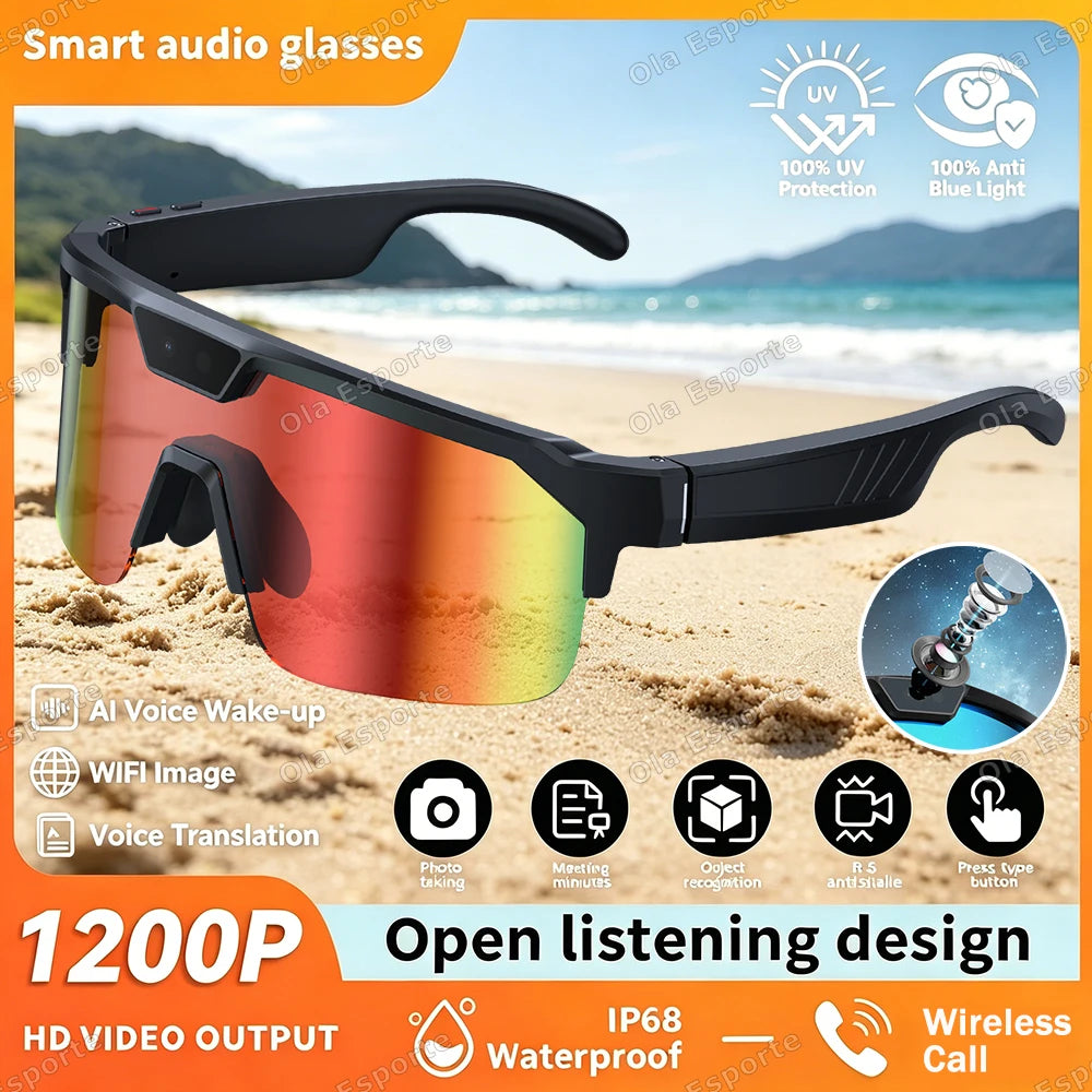 AI Smart Glasses HD Camera Video Recording Bluetooth Calls WiFi Sports Goggles