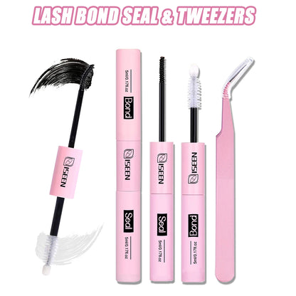 Lash Bond & Seal 10ml with 5ml Lash Glue Remover Kit – DIY Lash Extension Set with Tweezers & Eyelash Curler, Long-Lasting Lash Adhesive
