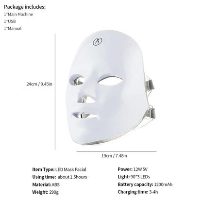Rechargeable 7-Color LED Facial & Neck Beauty Massager – Skin Rejuvenation & Toning Device