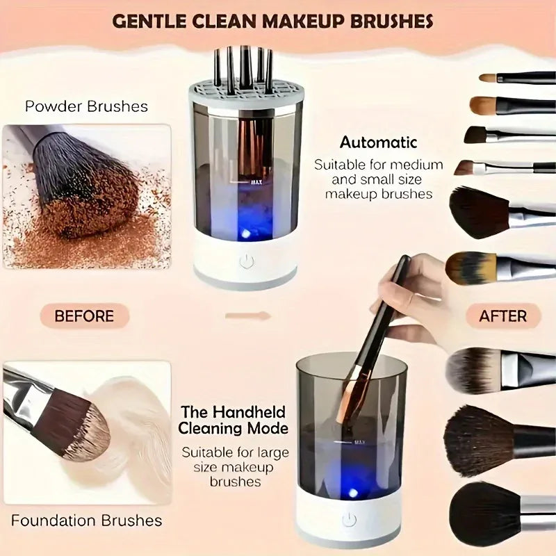 USB Powered Makeup Brush Cleaner & Dryer – Odorless, Battery-Free, Plug-and-Play Brush Washing Tool