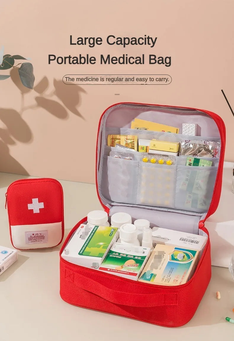 Portable Travel Medicine Storage Bag First Aid Organizer Large Capacity Oxford Case