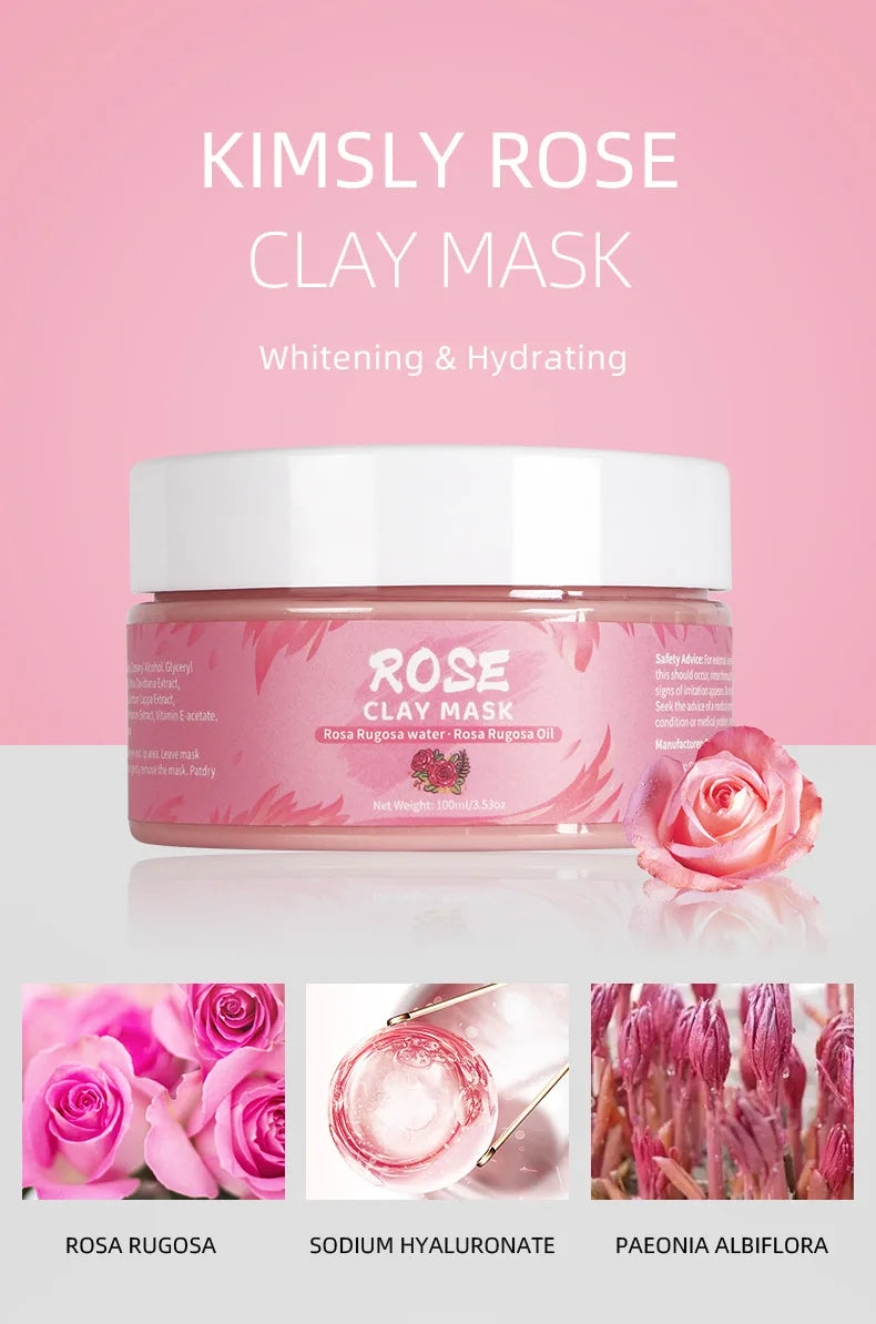 Turmeric, Green Tea, Rose & Avocado Clay Facial Mask – Hydrating, Brightening & Blackhead Removal Mud Skincare Treatment