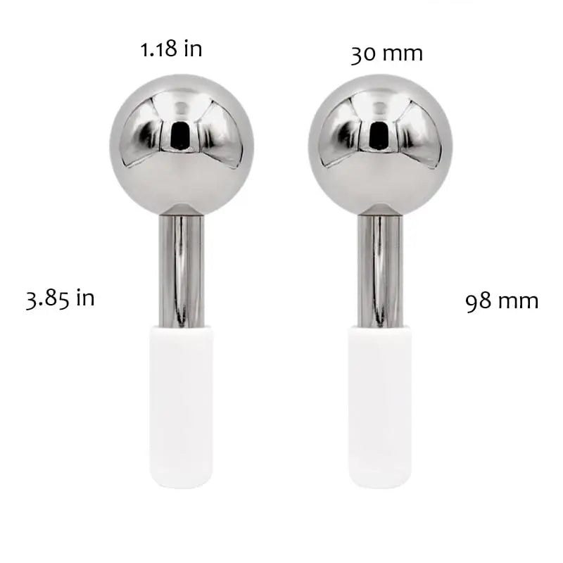 Stainless Steel Ice Globes for Face & Eyes – Cooling Facial Massagers for Puffiness & Relaxation