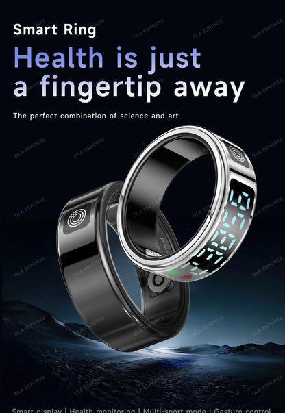 Smart Ring with Touch Display Heart Rate Sleep Tracker IP68 Waterproof Android iOS