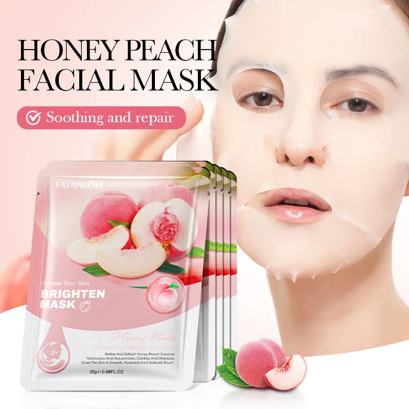 10 Pcs Fruit Facial Masks – Moisturizing, Brightening & Firming Korean Skincare Sheet Masks for Hydrating Face Care