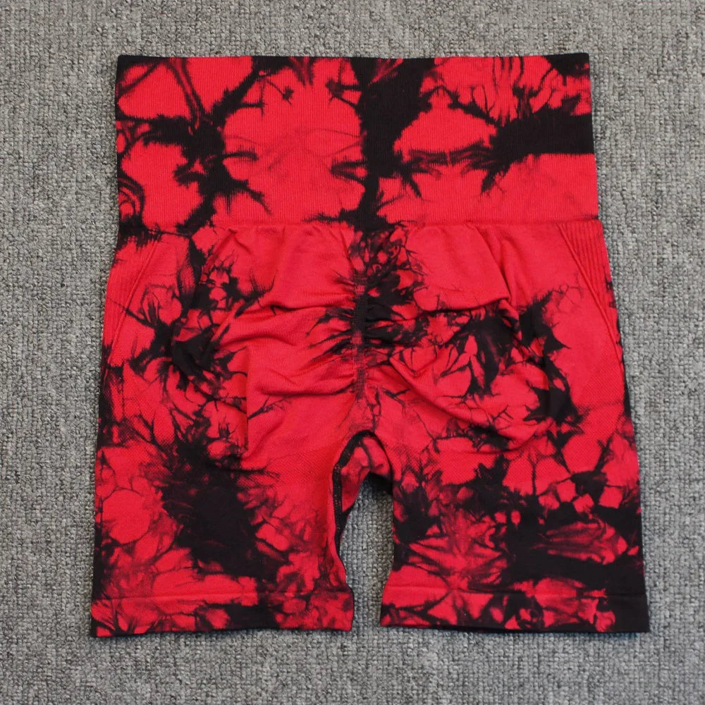 Women’s High Waisted Yoga Shorts – Seamless Tie Dye Workout Shorts for Gym, Running, Cycling & Fitness
