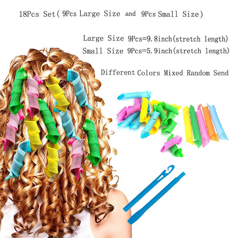 18PCS Magic Hair Curlers Set – Wave Formers, No-Heat Hair Rollers, DIY Curling & Styling Tools for Women