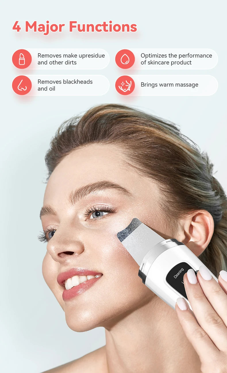 Ultrasonic Skin Scrubber Face Spatula – Deep Pore Cleaner, Blackhead Extractor & Gentle Facial Exfoliator