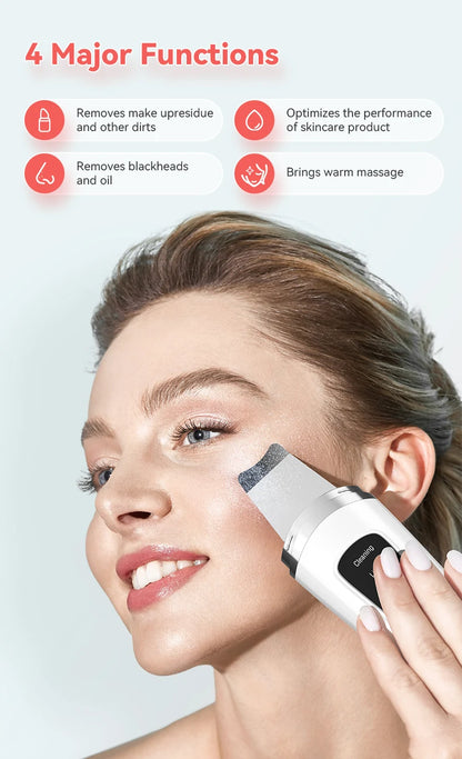 Ultrasonic Skin Scrubber Face Spatula – Deep Pore Cleaner, Blackhead Extractor & Gentle Facial Exfoliator