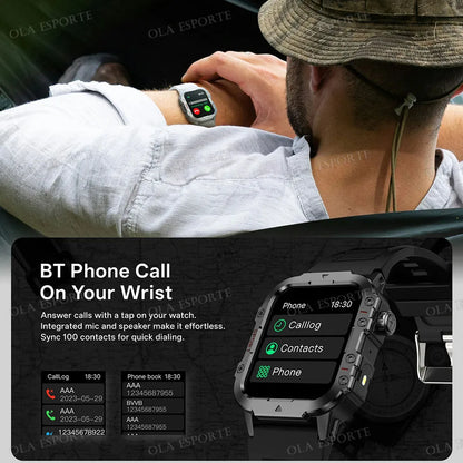 Outdoor Smart Watch Bluetooth Call LED Flashlight Fitness Tracker Android iPhone