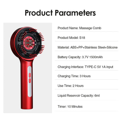 Electric Microcurrent Massage Comb – 660nm Red Light Hair Growth & Scalp Massager for Hair Care, Relaxation & Blood Circulation