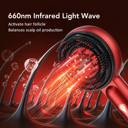 Electric Microcurrent Massage Comb – 660nm Red Light Hair Growth & Scalp Massager for Hair Care, Relaxation & Blood Circulation