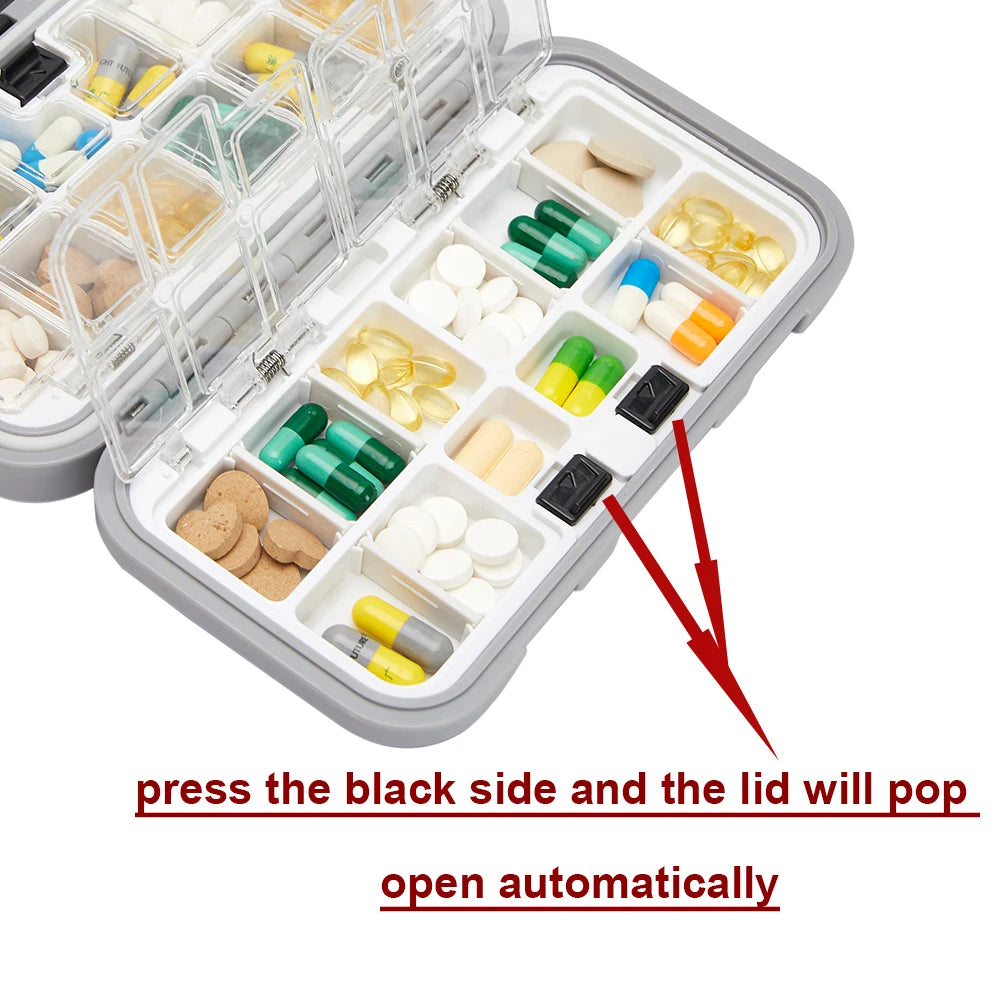 Large Travel Pill Organizer Medicine Storage Box Portable Tablet Vitamin Container Case