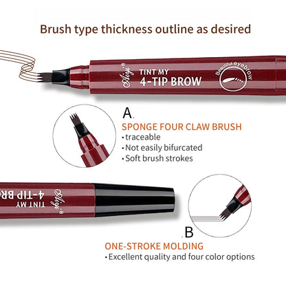 4 Tip Eyebrow Pencil Waterproof Long Lasting Micro Fork Brow Pen Natural Look