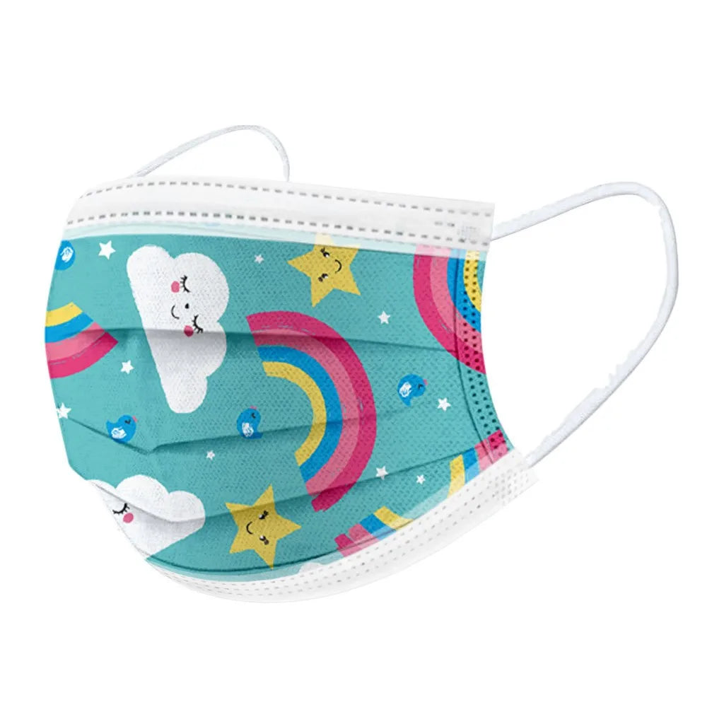 50PCS Kids Disposable Face Masks – 3-Ply Breathable Protective Masks with Soft Ear Loops | Comfortable & Safe for Sensitive Skin