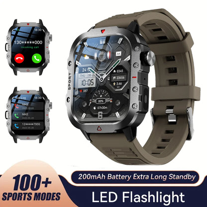 KESHUYOU 2.01” Smart Watch with LED Flashlight | Bluetooth Calling | Fitness & Activity Tracker | Life Waterproof | Android & iOS
