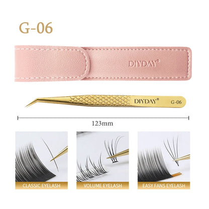 DIYDAY Anti-Slip Eyelash Extension Tweezers – Stainless Steel Fiber Tip Precision Lash Tool