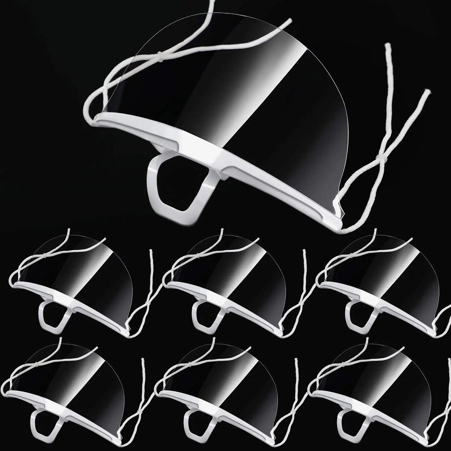 5/10/20 Pcs Reusable Transparent Anti-Fog Face Shields – Clear Plastic Mouth Covers for Restaurant, School, Salon, Beauty, and Tattoo Use