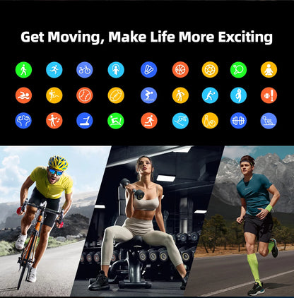 Smart Watch 1.96" AMOLED Bluetooth Call Fitness Tracker IP68 for Android iOS