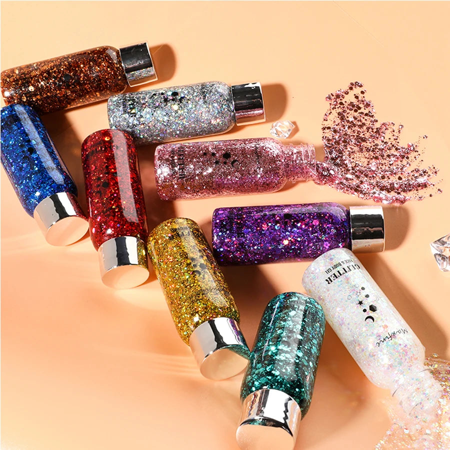 Body Glitter Gel with Sequins – Long-Lasting Face, Eyes & Hair Makeup for Festivals, Parties & Mermaid Looks