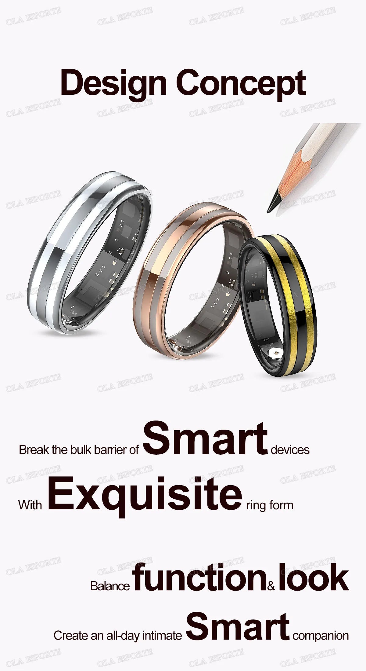 Smart Ring Fitness Tracker Heart Rate Sleep Monitor Waterproof for Android iOS