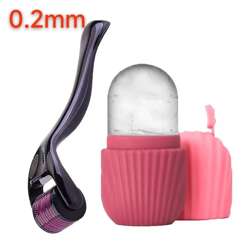 Ice Roller & Micro Needle Facial Roller Set Skin Care Face Beard Beauty Tool