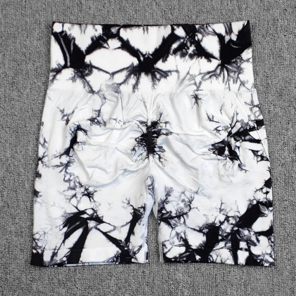 Women’s High Waisted Yoga Shorts – Seamless Tie Dye Workout Shorts for Gym, Running, Cycling & Fitness
