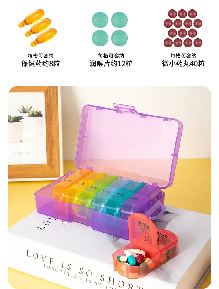 Weekly Pill Organizer 7 Day Pill Box Portable Medicine Tablet Storage Case Travel Container