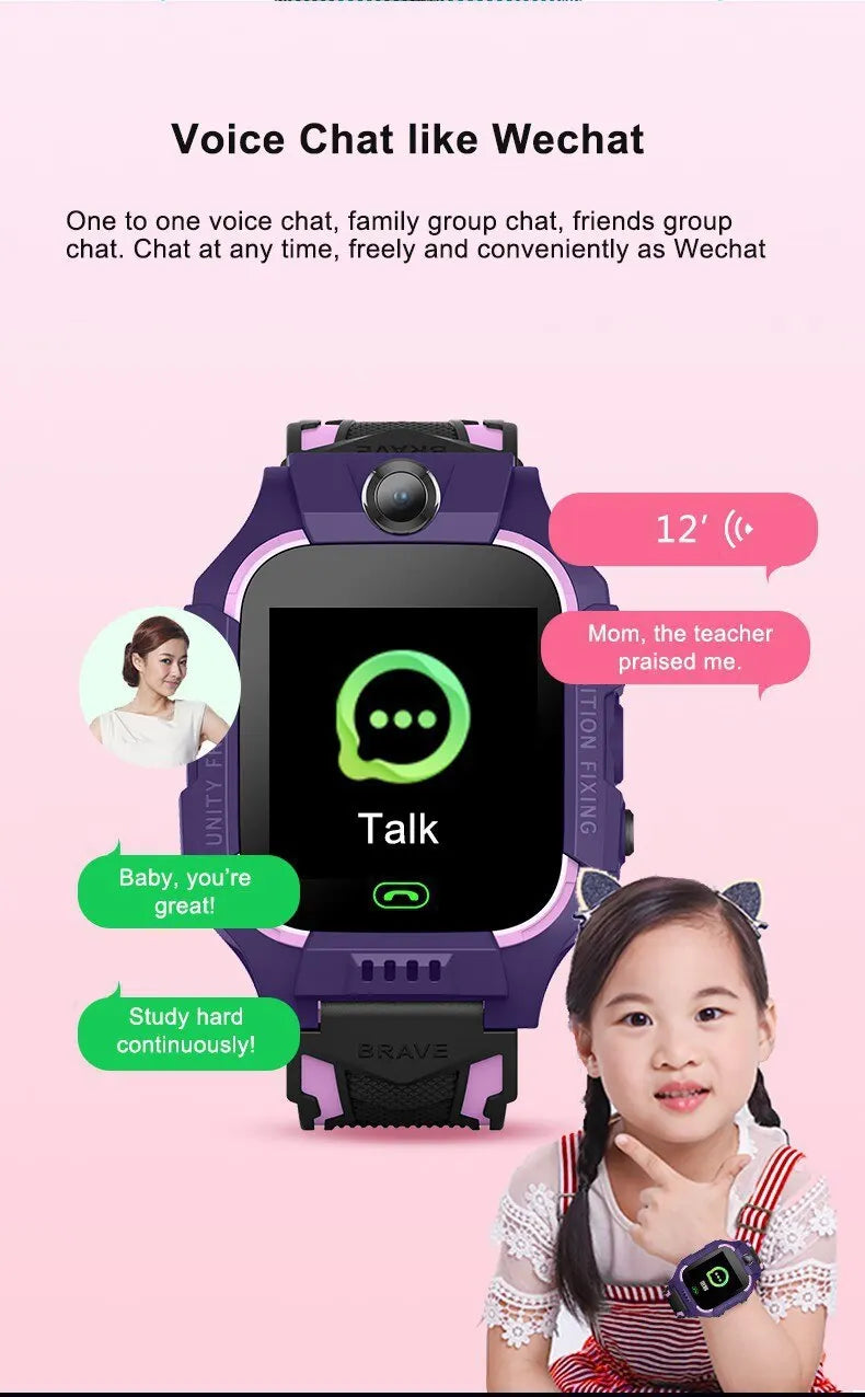 Kids 2G Smart Watch SIM Card SOS Call Camera Voice Chat Touch Screen Q19