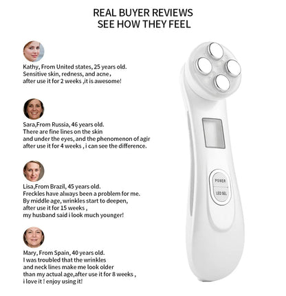 5-in-1 RF EMS LED Photon Beauty Device – Skin Lifting, Anti-Wrinkle & Tightening Facial Massager