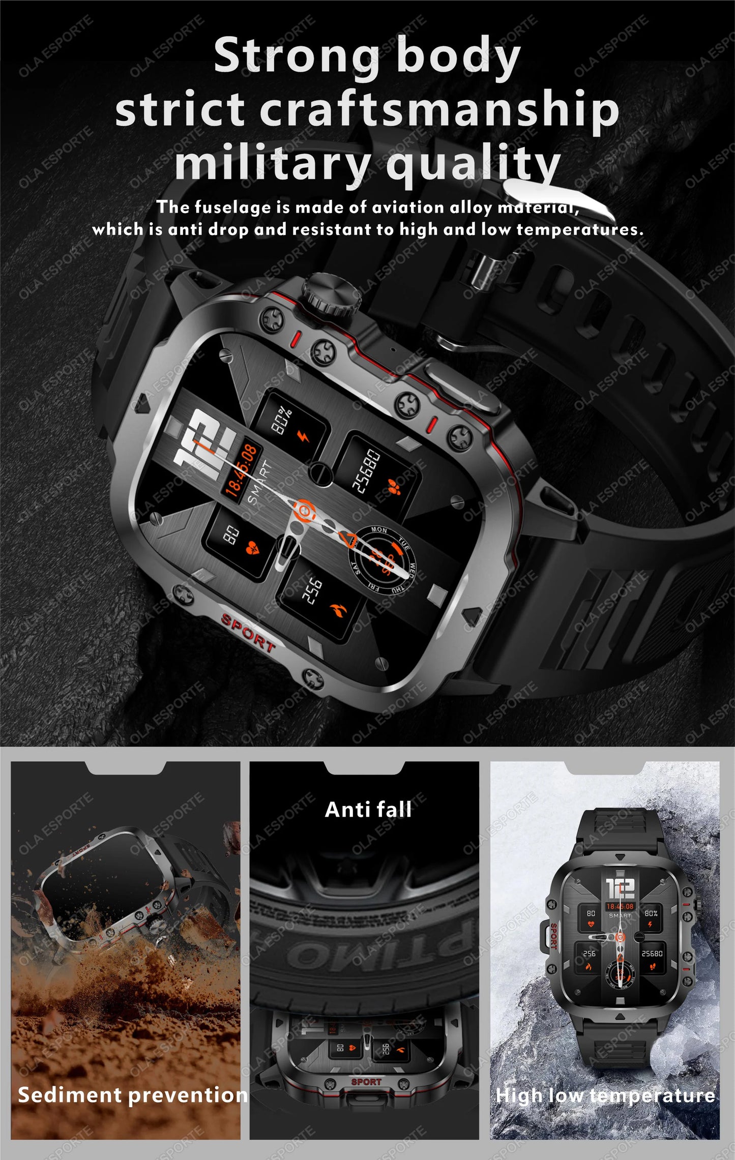 Rugged Military GPS Smart Watch for Men – Bluetooth Call, Heart Rate, Blood Oxygen, AI Voice, Sport & Waterproof