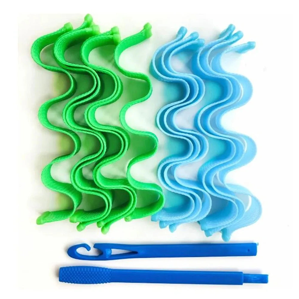 12-Pack Heatless Hair Curlers – Soft Bendy Roller Rods for Waves & Curls, No Heat Styling Tools