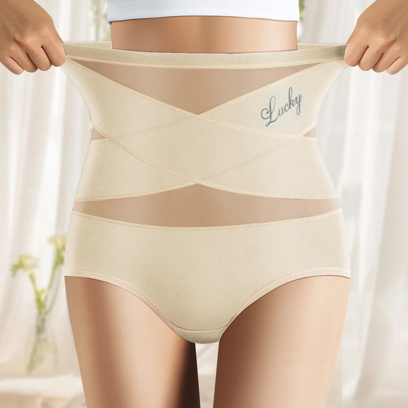 Women’s High Waist Mesh Brief Panties Breathable Seamless Tummy Control Underwear