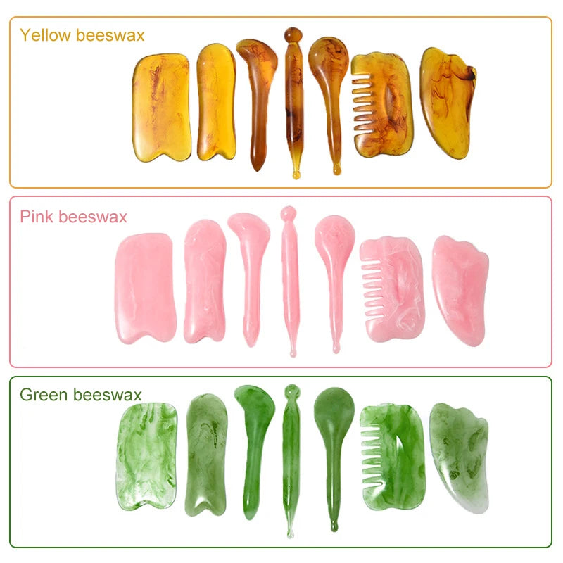 7-Piece Gua Sha Massage Tool Set – Face, Neck & Body Scraping Boards for Skin Care & Relaxation