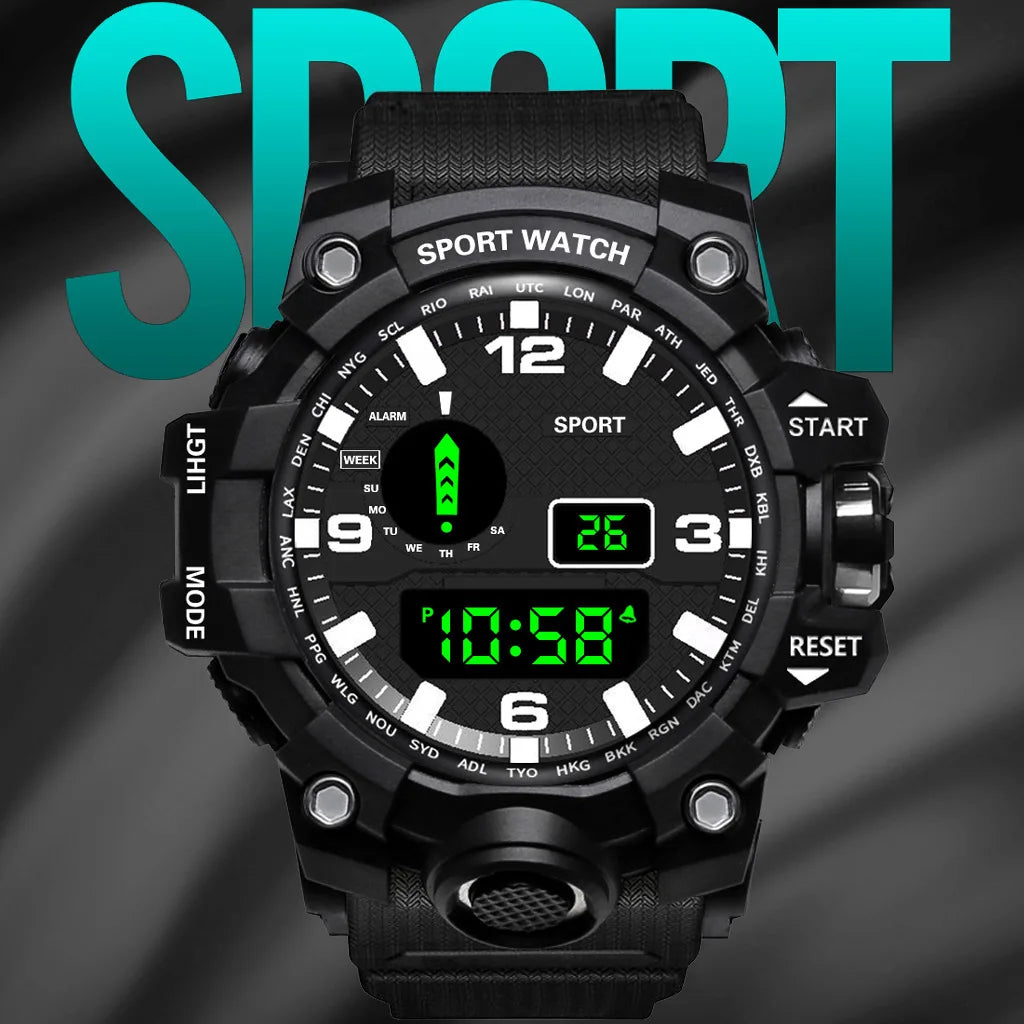 MAYZHISU Men’s Digital Sports Watch | Large Dial | Alarm, Stopwatch & Backlight | 3ATM Water Resistant | Military Style Wristwatch