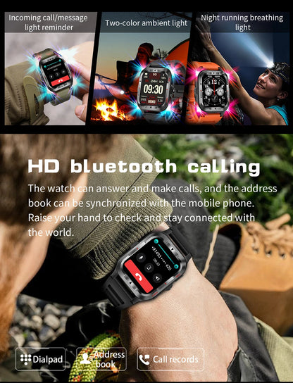 Men’s GPS Sports Smart Watch | Bluetooth Call | 480mAh Long Battery | LED Flashlight | 100+ Sport Modes | Life Waterproof