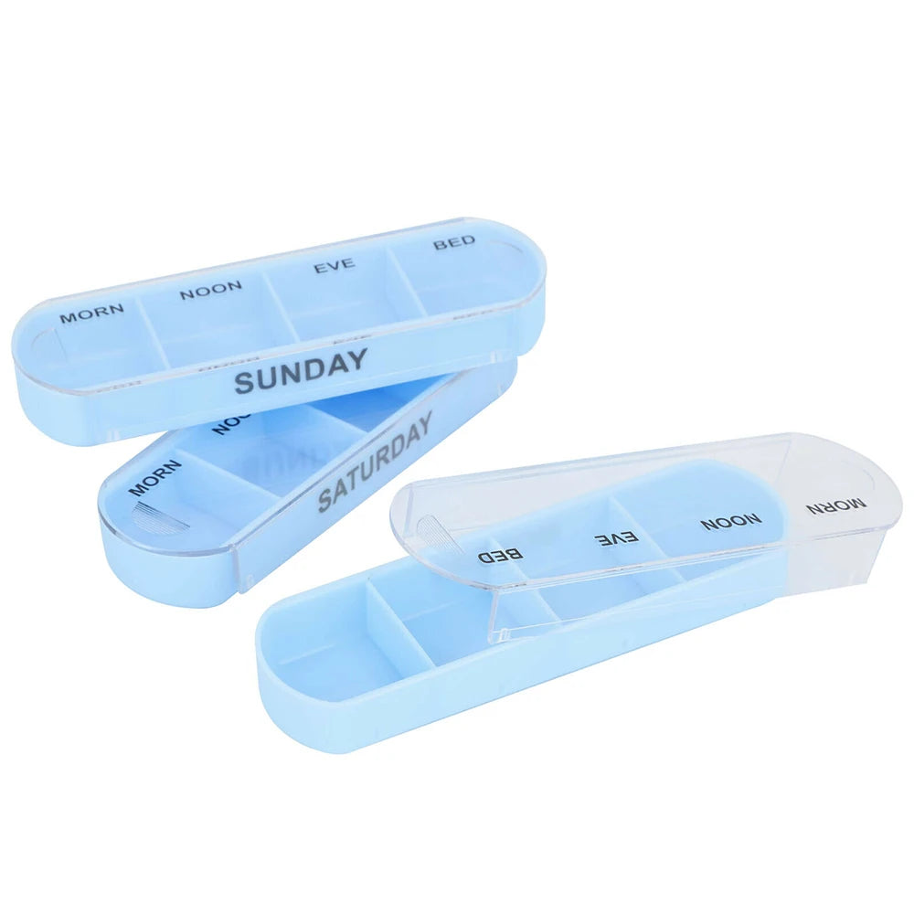 Weekly 7-Day Pill Organizer – 28-Grid Colorful Medicine Storage Box, Detachable Daily Pill Case