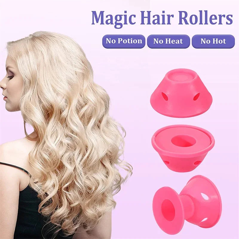 10PCS / 20PCS Silicone Heatless Hair Curlers – Soft Rubber No-Clip Hair Rollers for DIY Waves & Curls
