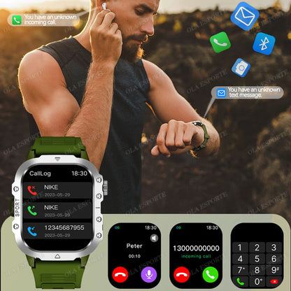 Military Smart Watch Bluetooth Call GPS Flashlight 100+ Sports Android iPhone