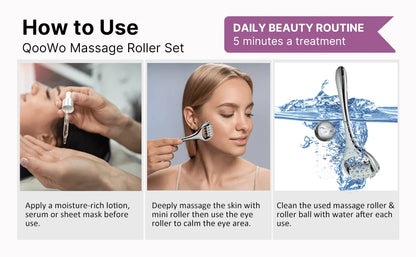 Stainless Steel Face Roller Eye Massager Tool Facial Massage Roller Skincare Tool